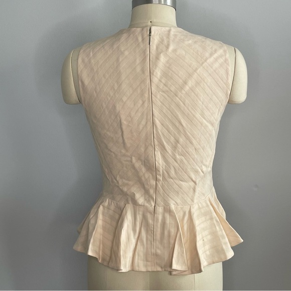 Rebecca Taylor Cream Textured Stripe Peplum Top- Size 2- NWT - Picture 6 of 10